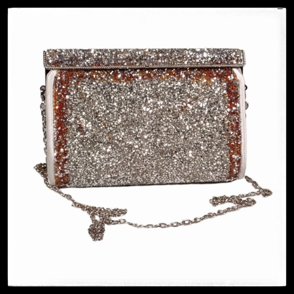 Kate Landry Crystal Hinge Frame Clutch With Strap #45